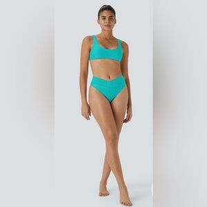 Halara Solid U Neck Bikini Top and Crossover Bikini Bottom, size small, NWT